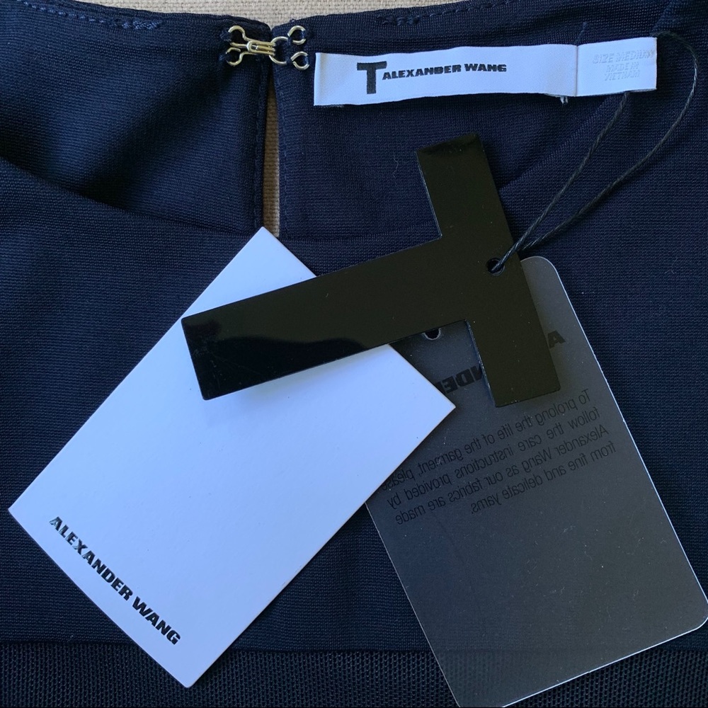 Alexander Wang Navy Blue Mesh Cutout Fitted Dress! - Picture 5 of 6